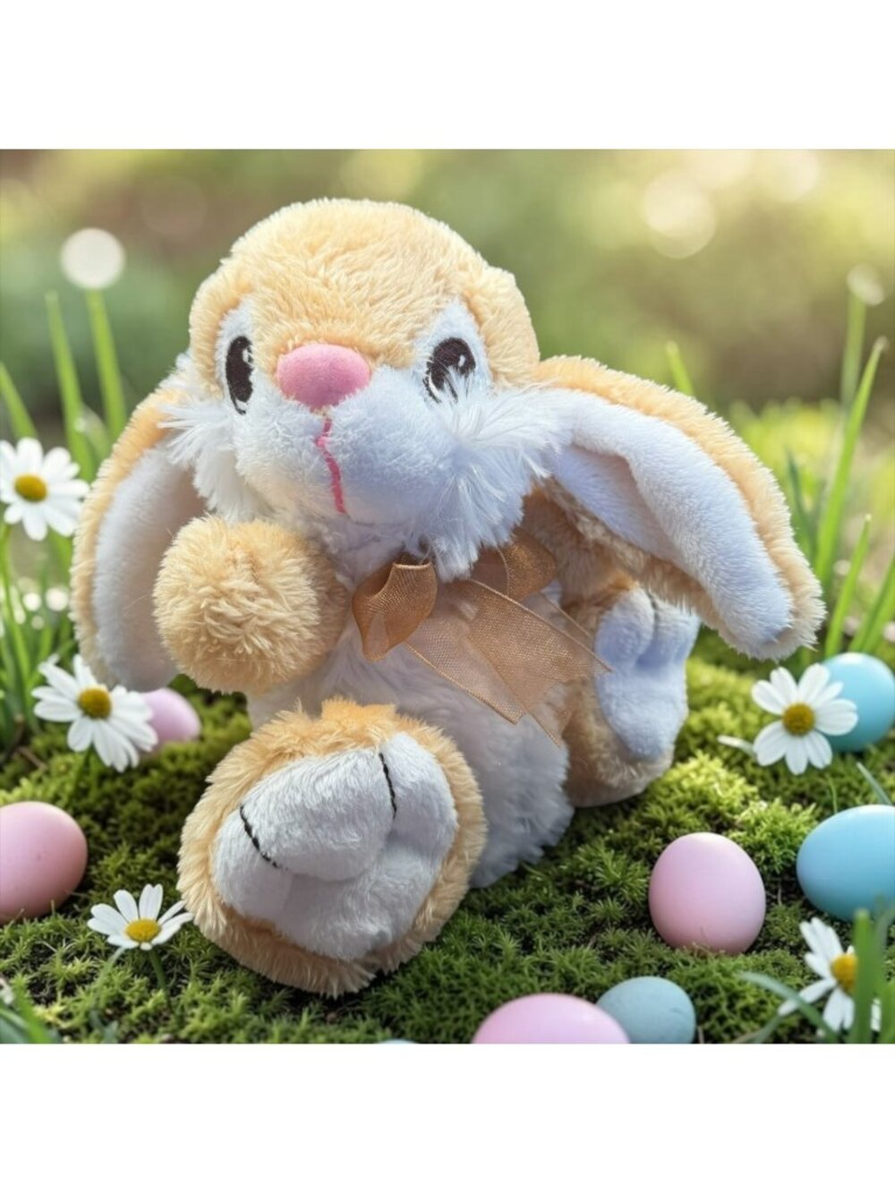 Dan Dee Plush Tan White Bunny Rabbit Bow Collectors Choice 2011